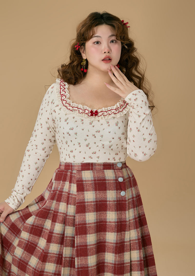 Curve & Plus Strawberry Fabric House Knit Bottom Shirt