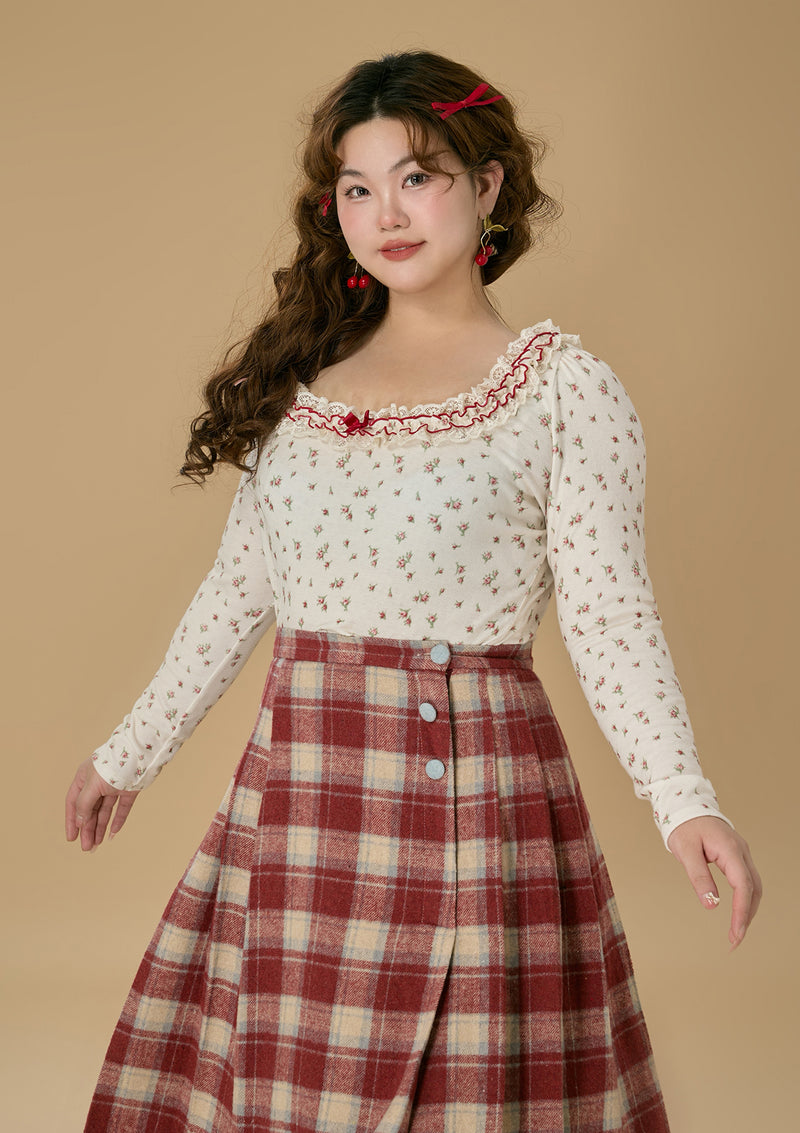 Curve & Plus Strawberry Fabric House Knit Bottom Shirt