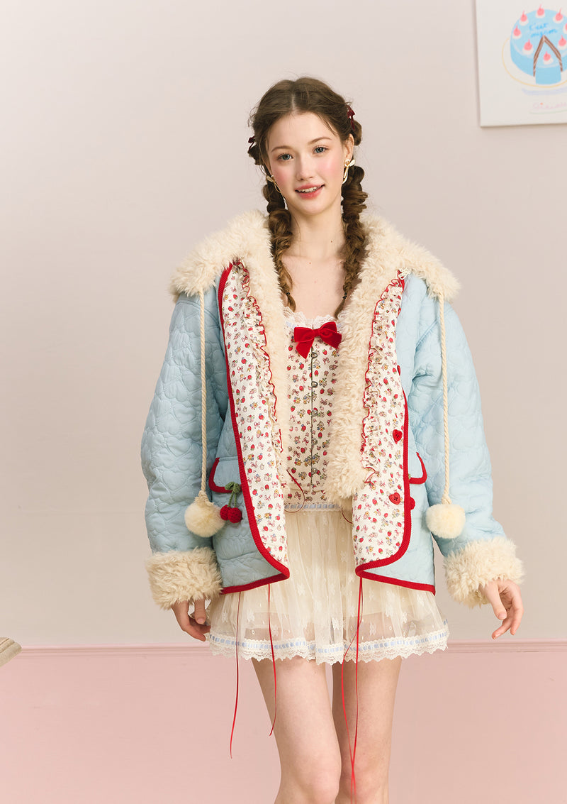 Berry Katie Rabbit Plush Coat