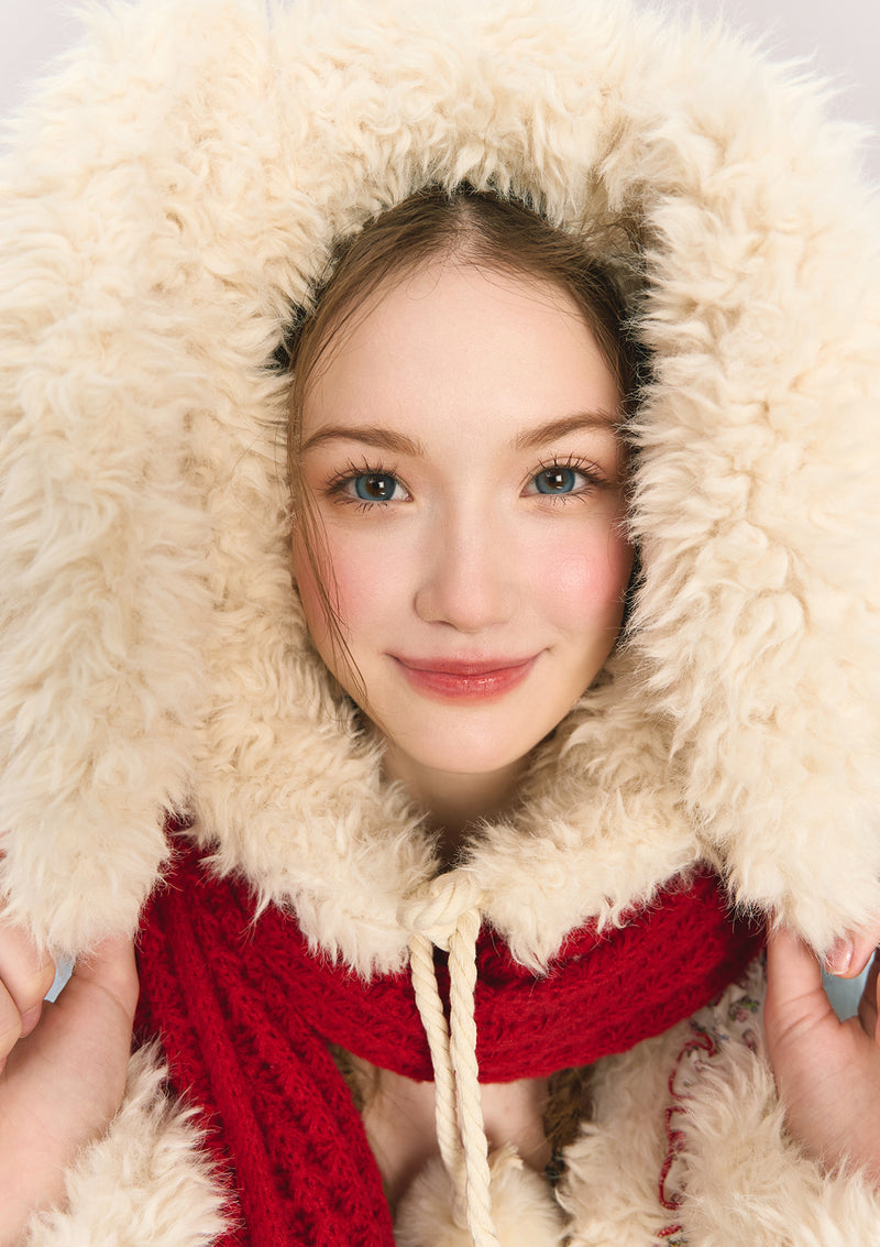 Berry Katie Rabbit Plush Coat