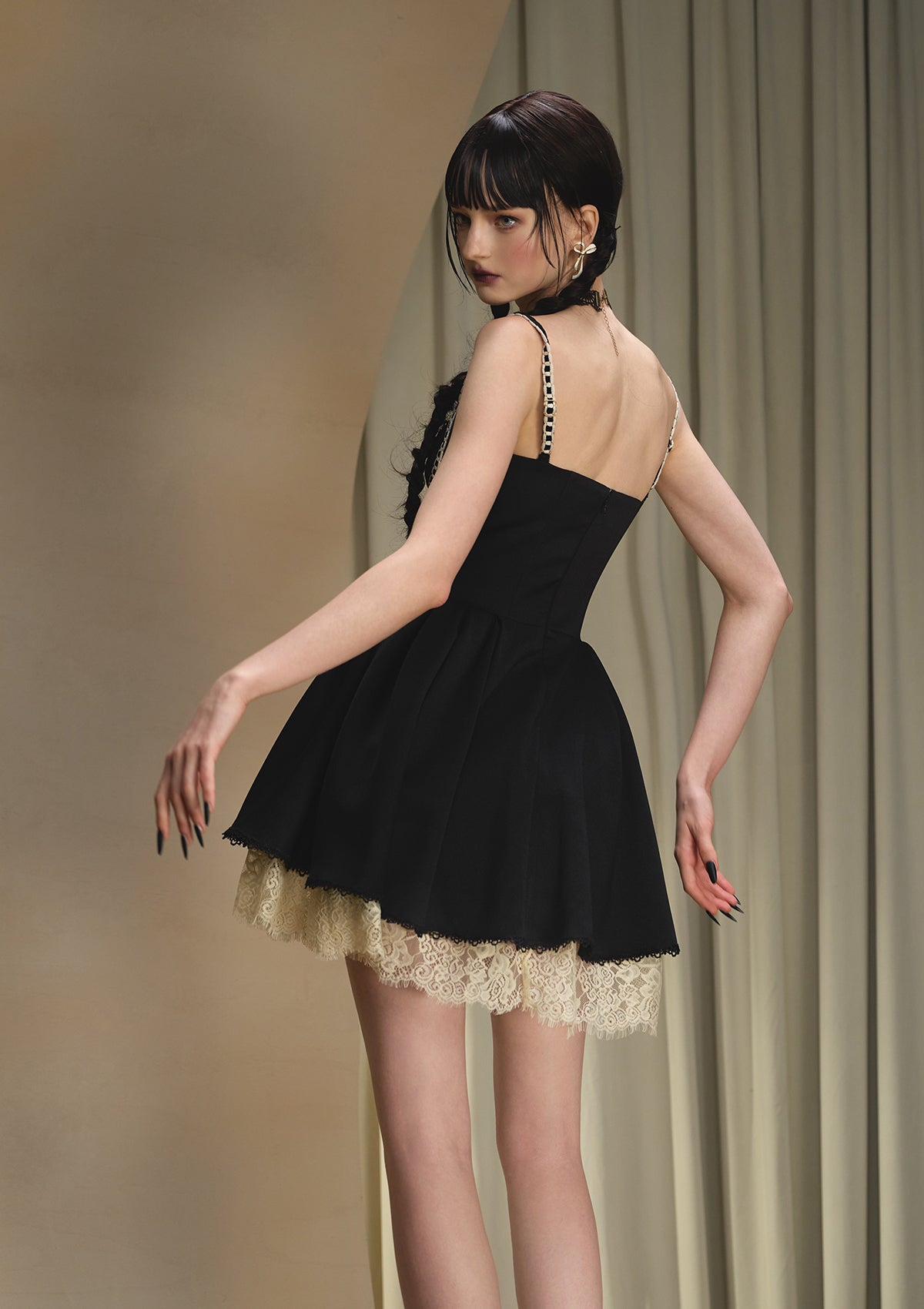 AMERI ☆ CUT SEW LACE HARNESS DRESS