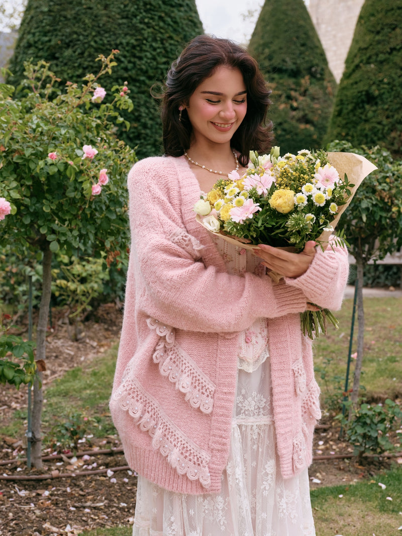 Meno's Letter Knit Cardigan