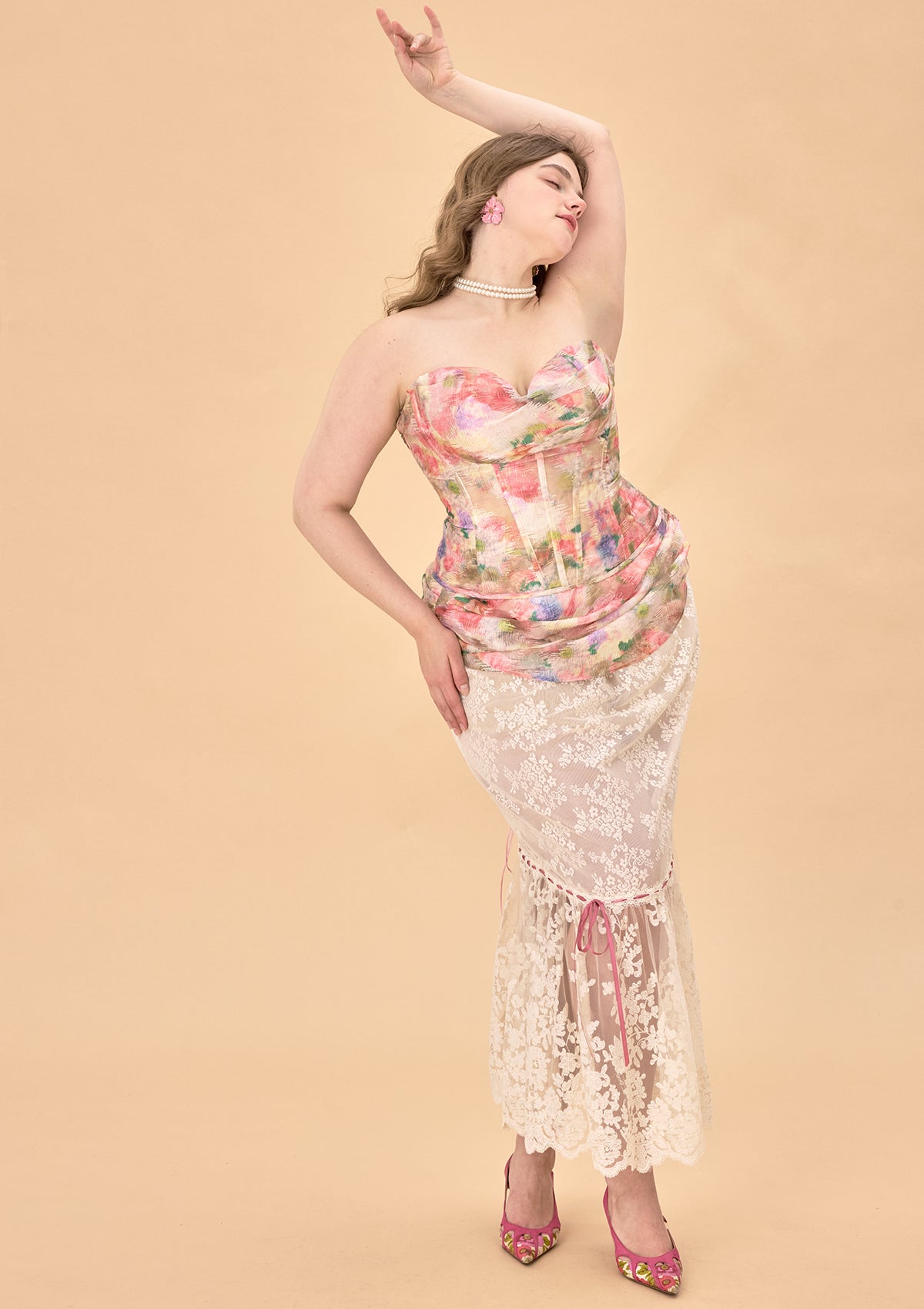 Curve &amp; Plus Floral Mirror Skirt