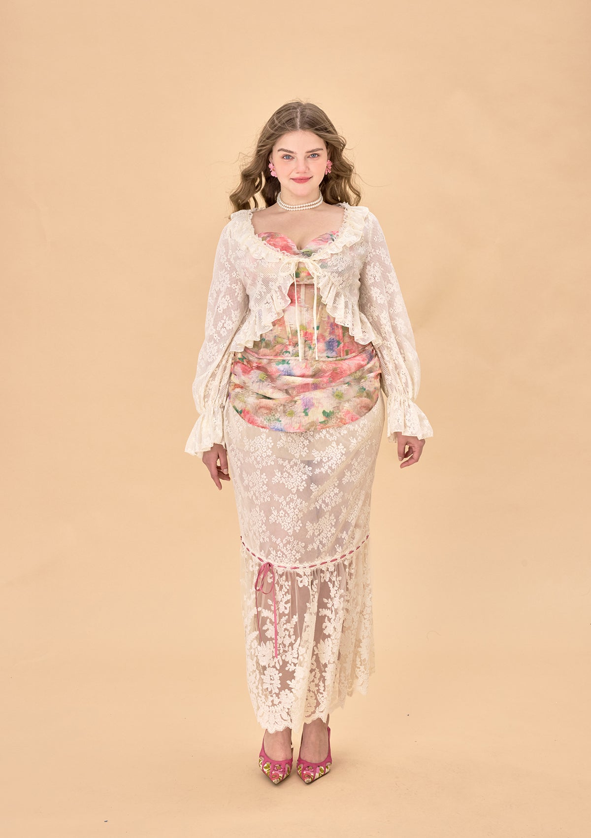 Curve &amp; Plus Floral Mirror Skirt