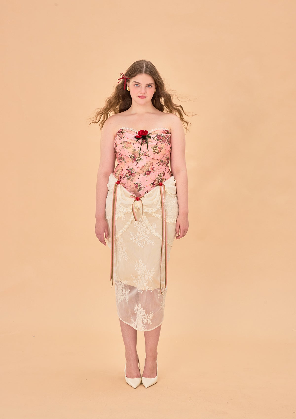 Curve &amp; Plus Rose Sous La Lune Corset Dress