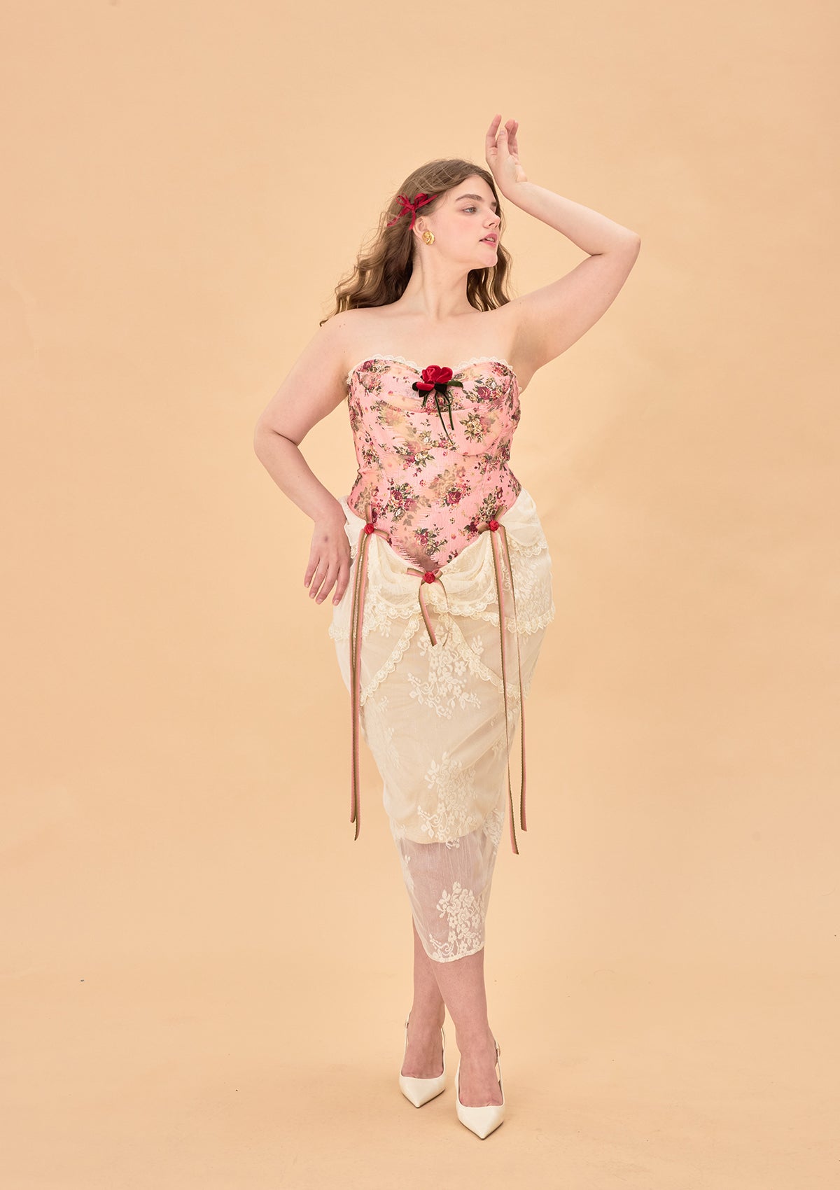 Curve &amp; Plus Rose Sous La Lune Corset Dress