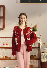 Berry Cream Kitty Knit Cardigan