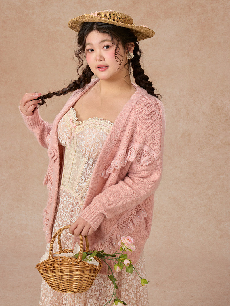 Curve&Plus Meno's Letter Knit Cardigan