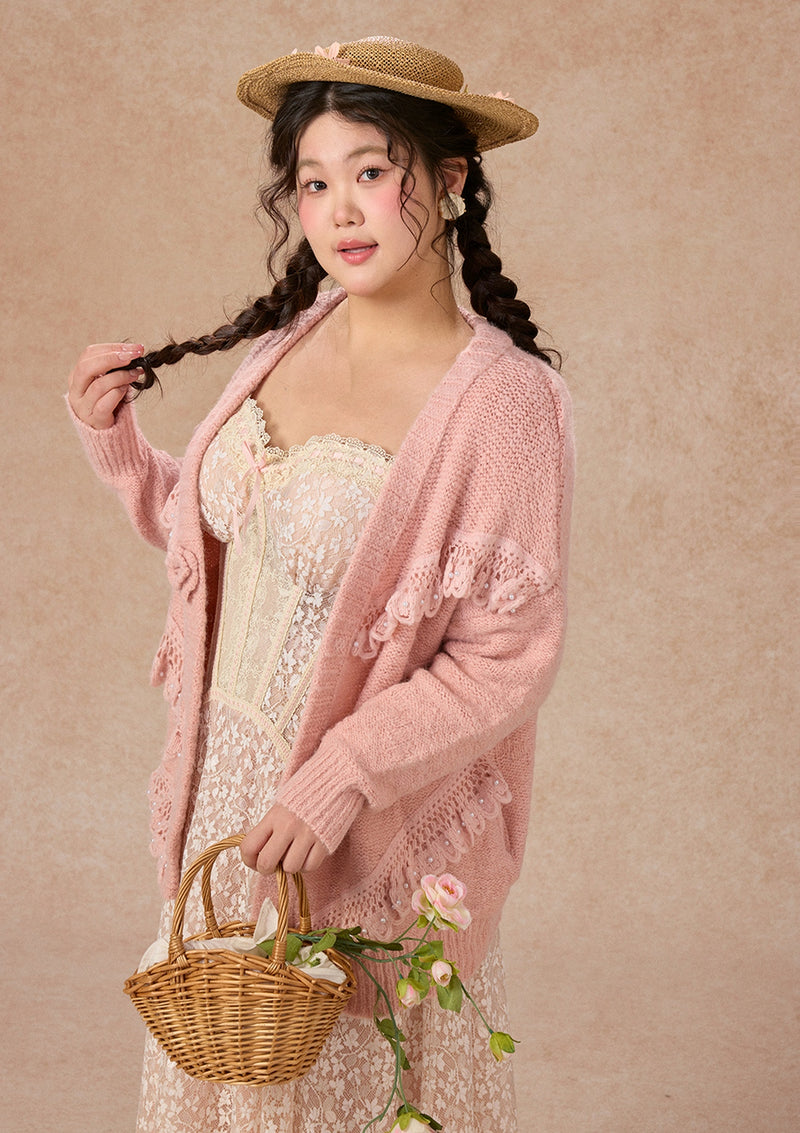 Curve&Plus Meno's Letter Knit Cardigan