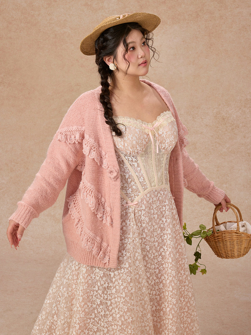 Curve&Plus Meno's Letter Knit Cardigan