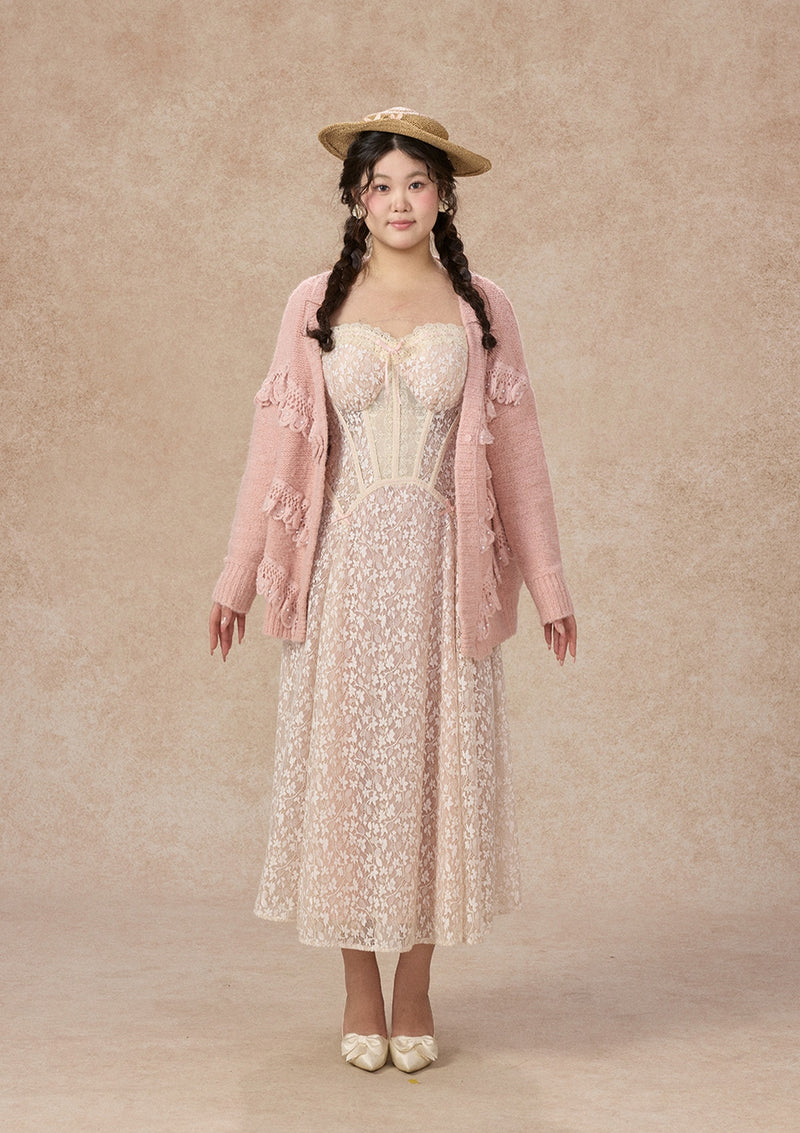 Curve&Plus Meno's Letter Knit Cardigan