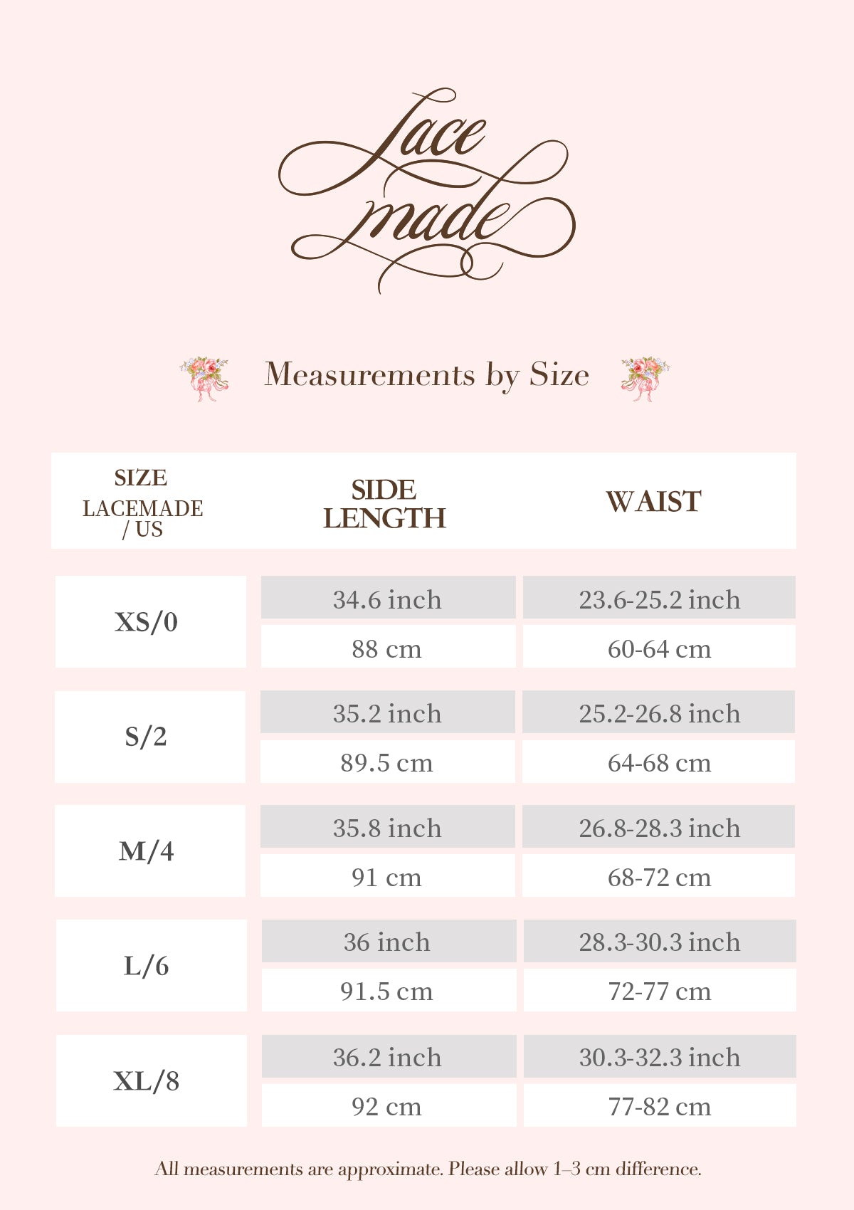 Lacemade "Tiffany Banquet" Satin Maxi Skirt Size Guide