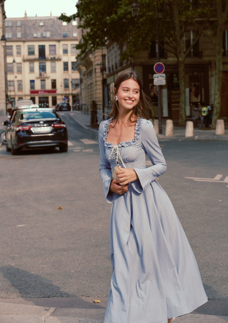 blue dress coast Coastline Corset Dress | Dusty Blue Long Sleeve
