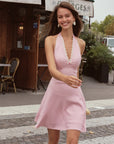 Pembe Kareli Günlük Elbise