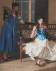 Sapphire Corset Gown - Sleeveless blue satin gown for annual celebrations