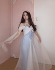Lacemade vintage tulle dress - ethereal blue corset dress for vacation