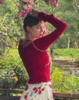 Rosevale Slip Knitted Top (Red)