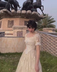 Lacemade "Tear of Blossom and Candle" Lace Ivory Corset Maxi Dress