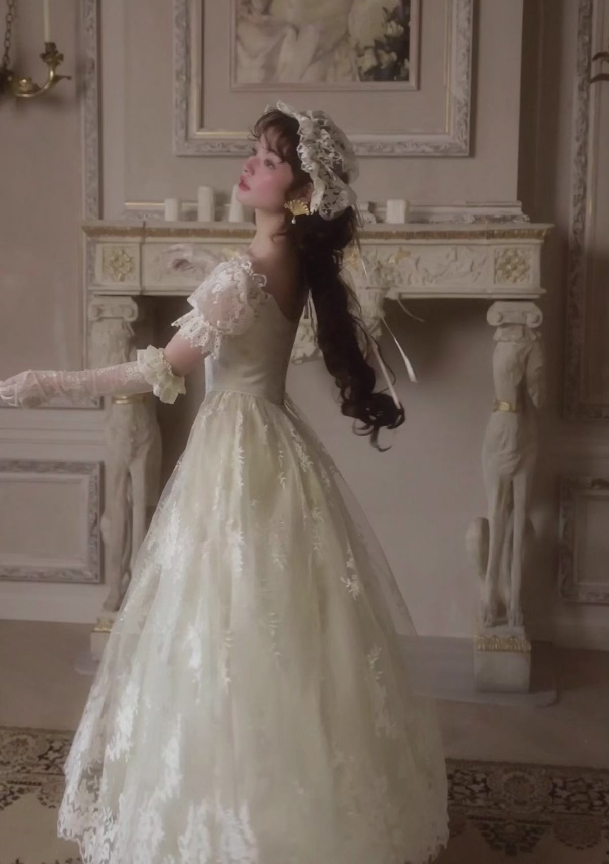 Lacemade "Tear of Blossom and Candle" Dress - Ivory Lace Maxi