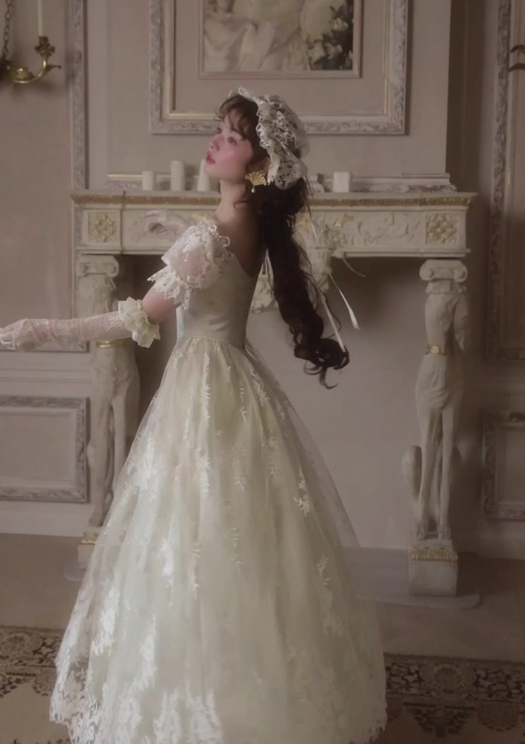 Lacemade "Tear of Blossom and Candle" Dress - Ivory Lace Maxi