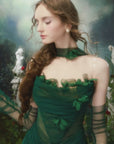 Lacemade forest nymph green dress - Ethereal sheer layered photoshoot look