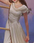 Lacemade romantic white satin maxi dress - elegant classy dresses for women