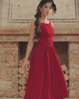Vintage inspired burgundy red knit maxi dress - Pan's Cocktail Knit Dress