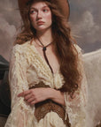 Romantic White Lace Maxi Dress with Sleeves - "White Horse Princess" Dress