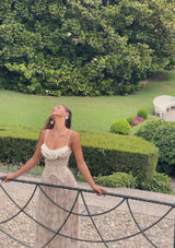 Lacemade romantic tea party dress - ethereal champagne nude lace midi
