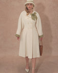 Curve&Plus Sunlit Daisy Wool Coat (White)
