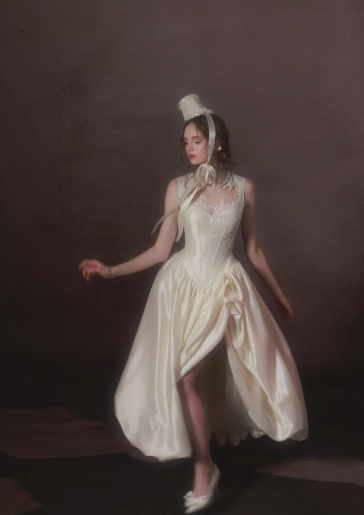 Lacemade "White Coronation" Pearl Satin Corset Dress View