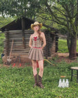 St. Paul Crimson Berry Skirt - Vintage box pleated mini skirt
