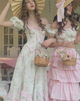 Lacemade sage green floral midi dress - Cottagecore garden party style