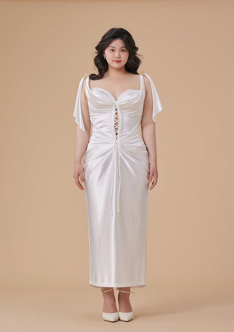 plus size corset dress white plus size white strapless dress Plus Size Lace-Up Corset Maxi Dress