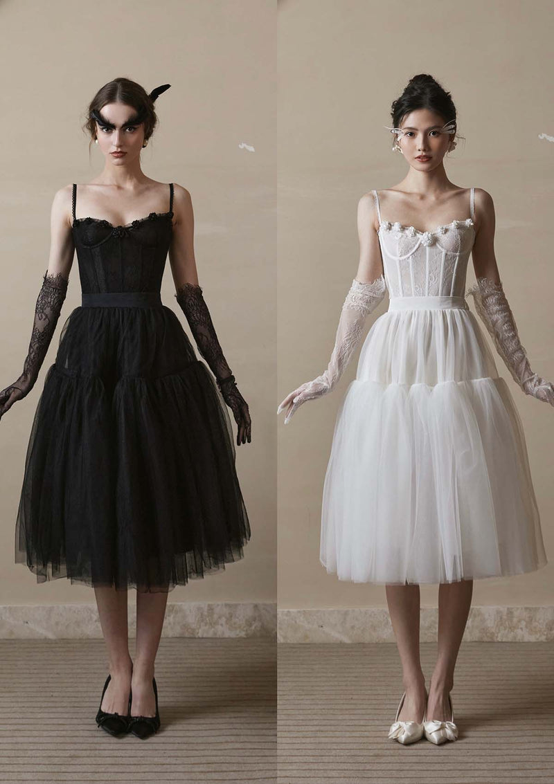 White/Black Peacock Skirt
