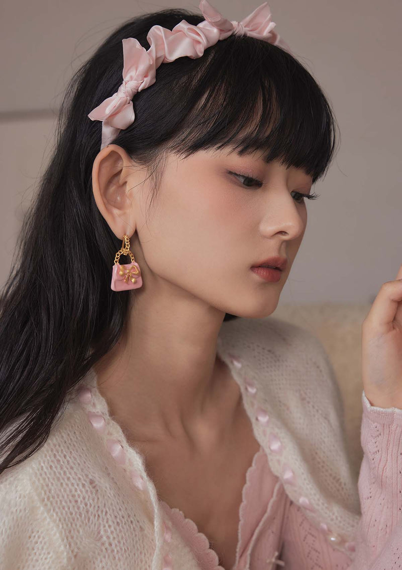 Pink sweet bag Ear Studs